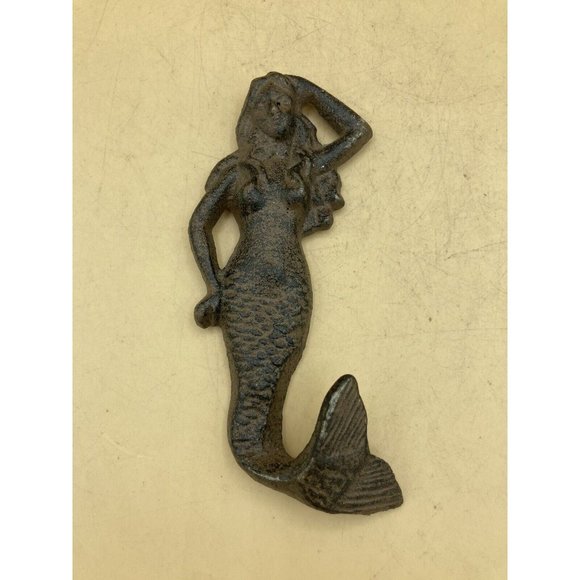 Beach Decor Coat Hat Wall Hooks Cast Iron Mermaid & Seahorse - Picture 9 of 9